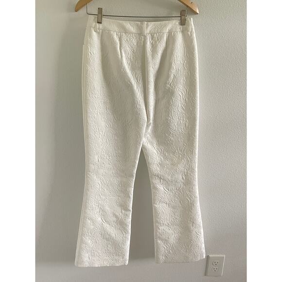 Vien White Brocade Texture Pattern Pants - Picture 6 of 6